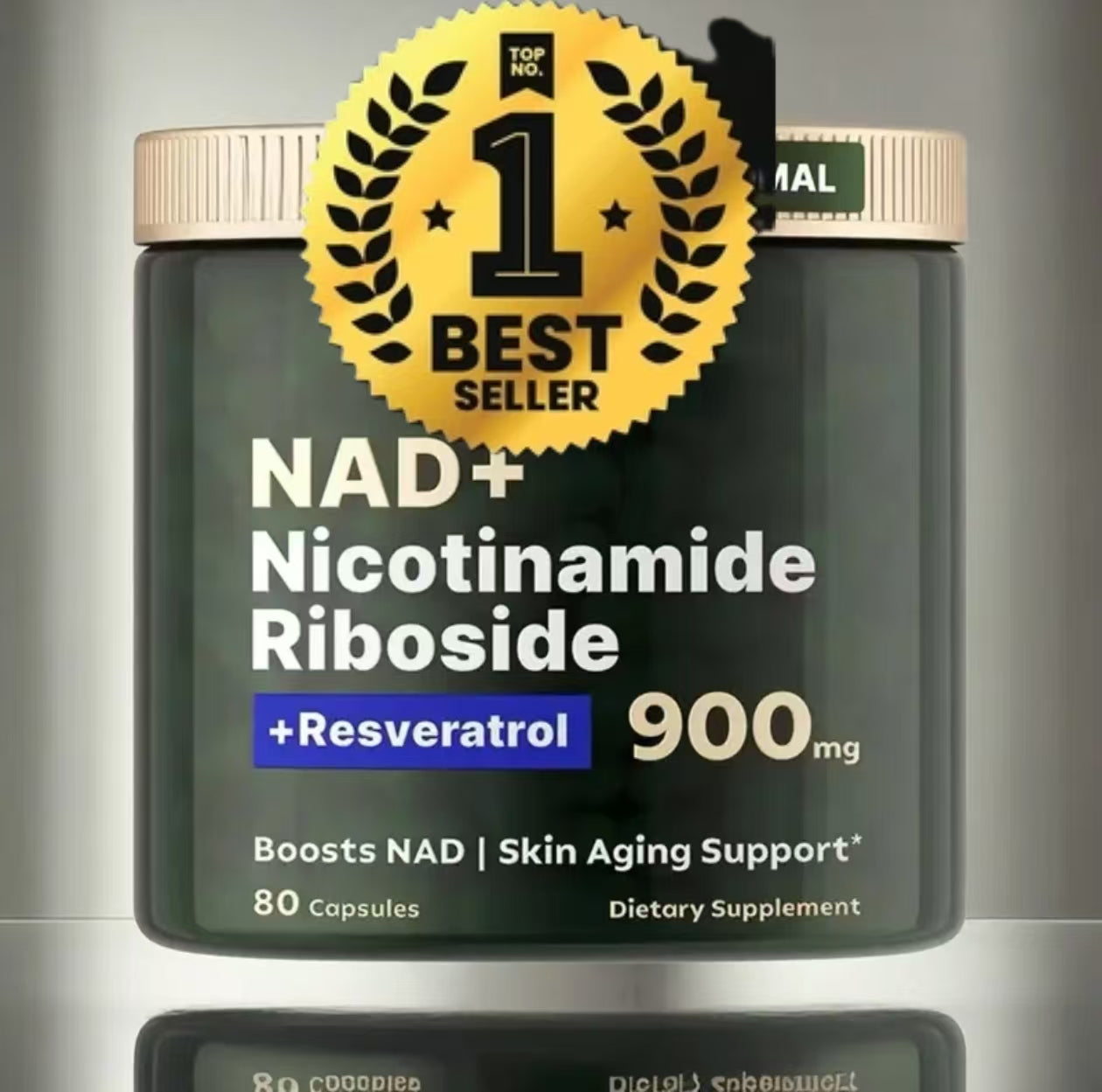Reus Research NR900-NAD+Supplement for Skin Aging Support, Energy, and Focus - 80 Count - Vitamin Healthcare Fitness NMN Supplement Alternative - Liposomal NAD w/Resveratrol - High Purity NAD Supplement for Anti-Aging, Energy, Focus