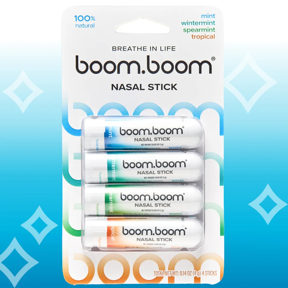 BoomBoom Nasal Stick | Vapor Flow Technology | Cool Refreshing Sensation | Natural Mood Boost | Simple Ingredients | Essential Oils + Menthol Inhaler (Spearmint)