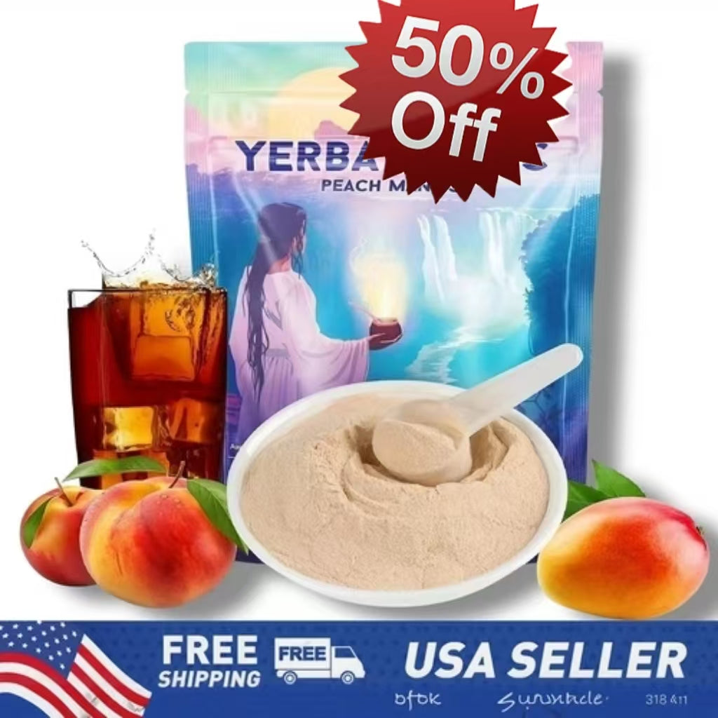 Yerba Mate Instant Powder, 3-in-1 Super Drink - Clean Energy, Brain Fog Buster, and Gut Health Powered by Nootropics, Prebiotics and Probiotics | Yerba Magic Peach Mango 30 Servings