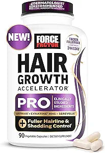 Force Factor Hair Growth Accelerator Multivitamin for Women & Men, with Lustriva, Biotin, Horsetail & Vitamins A, B12, C, D & E for Thicker Hair, Healthier Skin & Nails, 90 Capsules