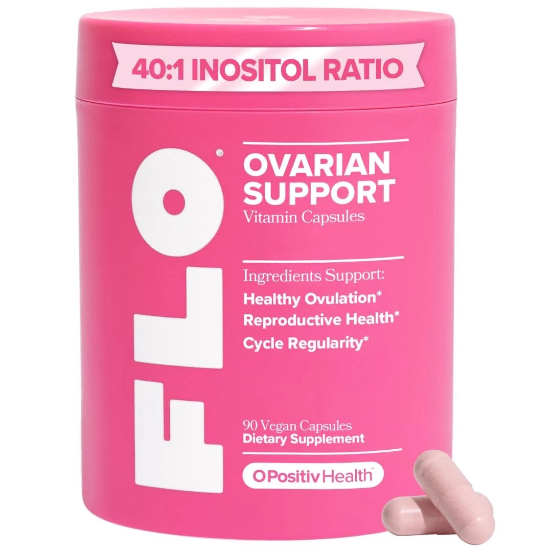 O Positiv FLO Ovarian Health Support - Hormone Balance for Women, Supplement with DIM, Myo & D-Chiro Inositol, Folic Acid - Supports Healthy Ovulation, Cycle Regularity
