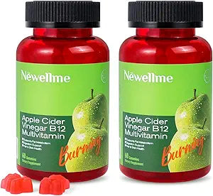 Newellme Apple Cider Vinegar B12 Multivitamin - Apple Cider Gummies - Apple Vinegar Cider, Gomitas de Vinagre de Manzana, Organic Apple Cider Vinegar Gluten-Free, Vegan & Non-GMO