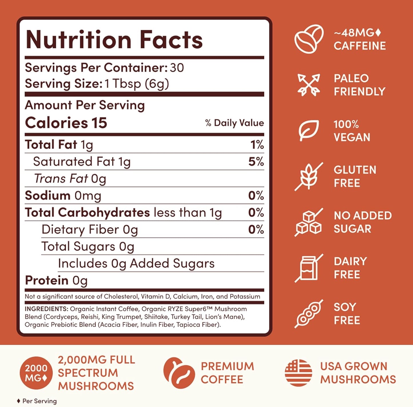 RYZE SUPERFOODS Mushroom Medium Roast Coffee Starter Kit, USDA Organic Instant Coffee with 6 Adaptogenic Mushrooms and for Energy, Focus, Digestion, Immunity with Lions Mane & Turkey Tail 30 Serving