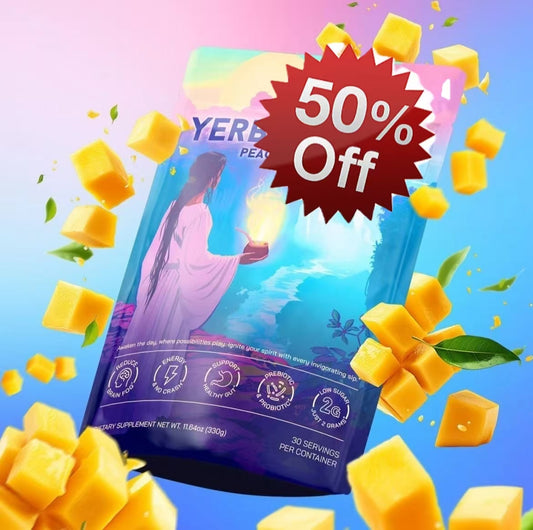 Yerba Mate Instant  Powder, 3-in-1 Super Drink - Clean Energy, Brain Fog Buster, and Gut Health Powered by Nootropics, Prebiotics and Probiotics | Yerba Magic Peach Mango 30 Servings