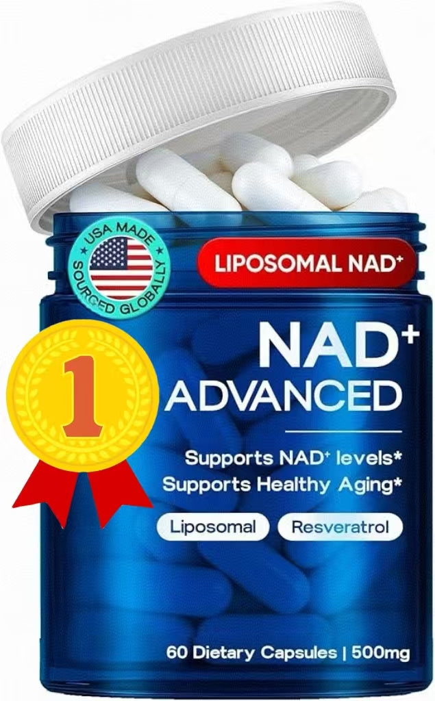 NAD+ Advanced 500MG Liposomal NAD+ with Resveratrol - NAD Supplement for Men & Women - NMN Alternative for Cellular Energy & Healthy Aging - 60 Capsules, 30 Day Supply