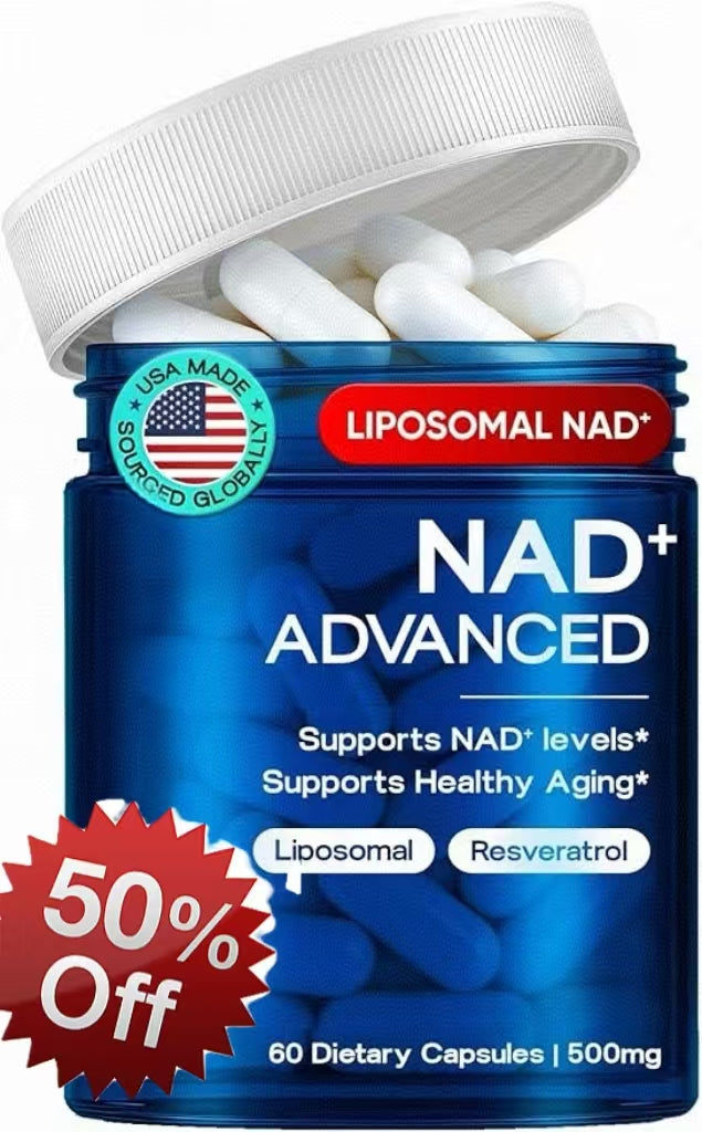 NAD+ Advanced 500MG Liposomal NAD+ with Resveratrol - NAD Supplement for Men & Women - NMN Alternative for Cellular Energy & Healthy Aging - 60 Capsules, 30 Day Supply